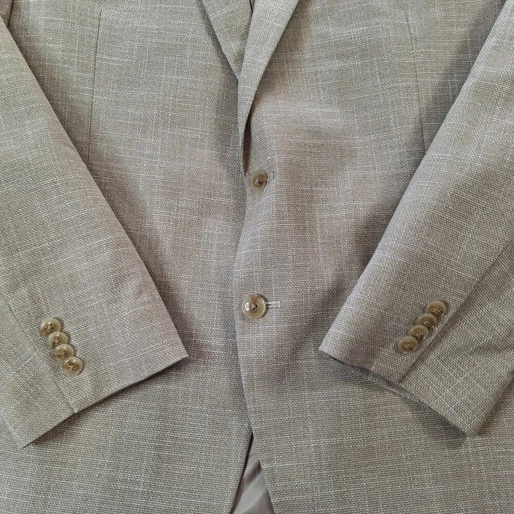 Michael Kors Blazer Mens 46 Regular Beige Check Stretch Single Vent 2 Btn